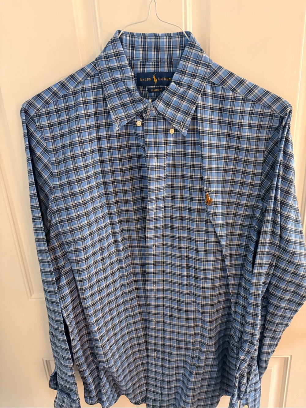 Ralph Lauren Light and Navy Blue Plaid Button-Down Shirt